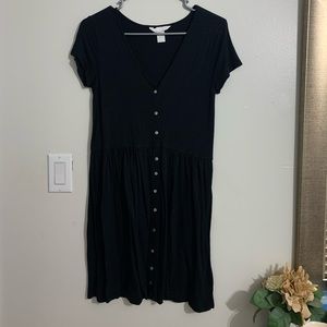 Black Buttoned Swing Dress